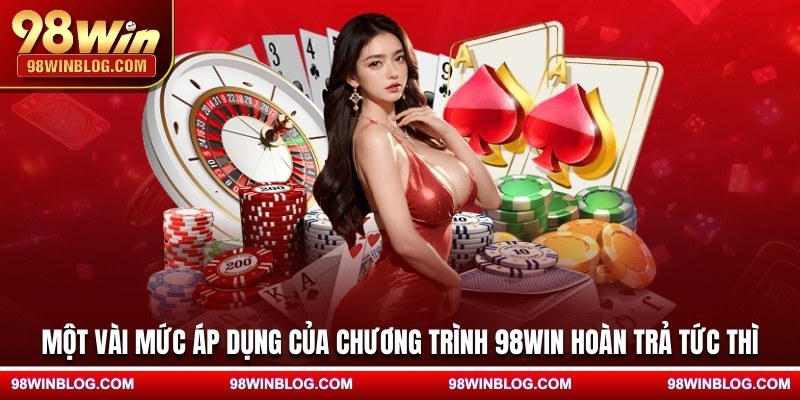 Một vài mức áp dụng của chương trình 98WIN hoàn trả tức thì